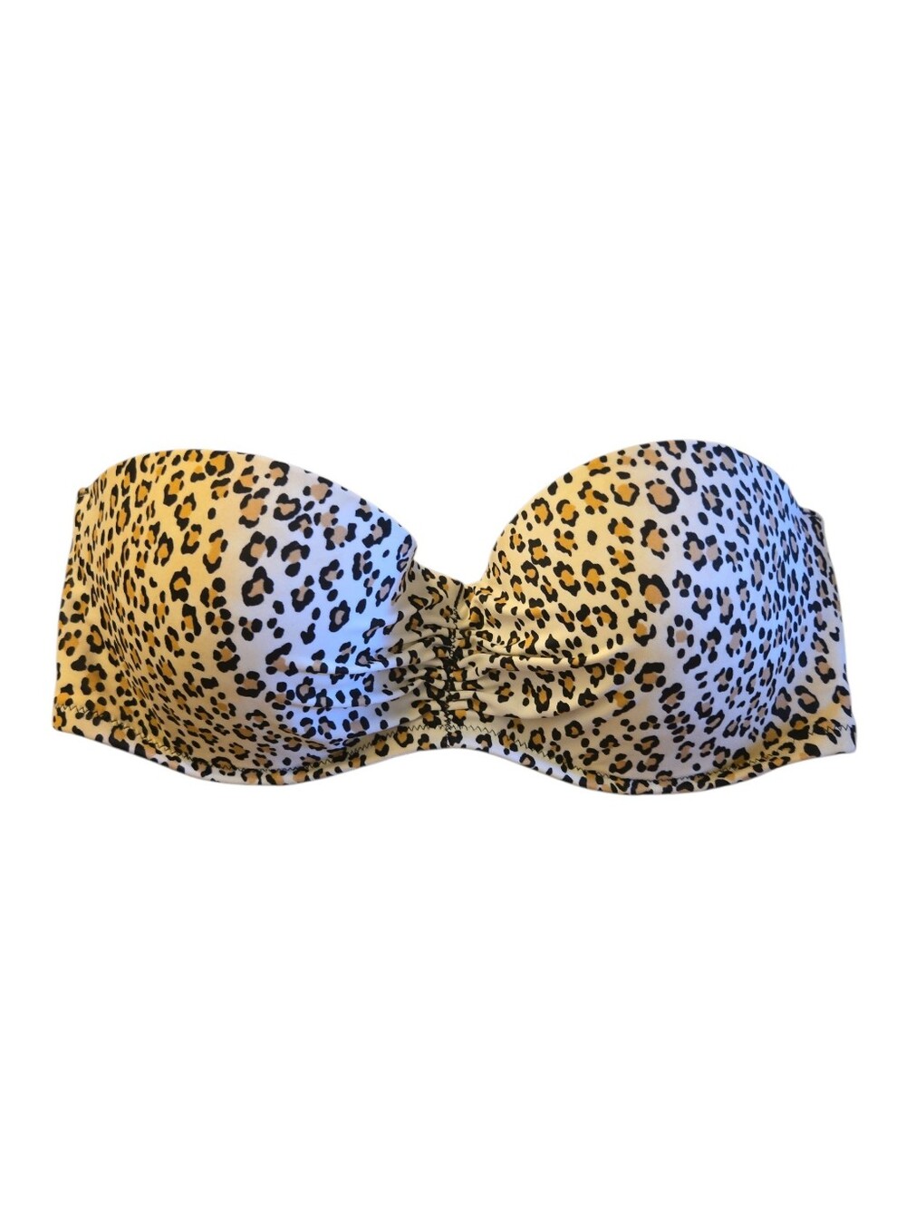 NWOT Victoria's Secret Swim Cheetah Print Bandeau Ruched Lightly Padded Top 32D